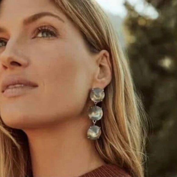 NWOT Kendra Scott Jolie Statement Earrings Gray Illusion Stones RV$158 - Picture 1 of 5